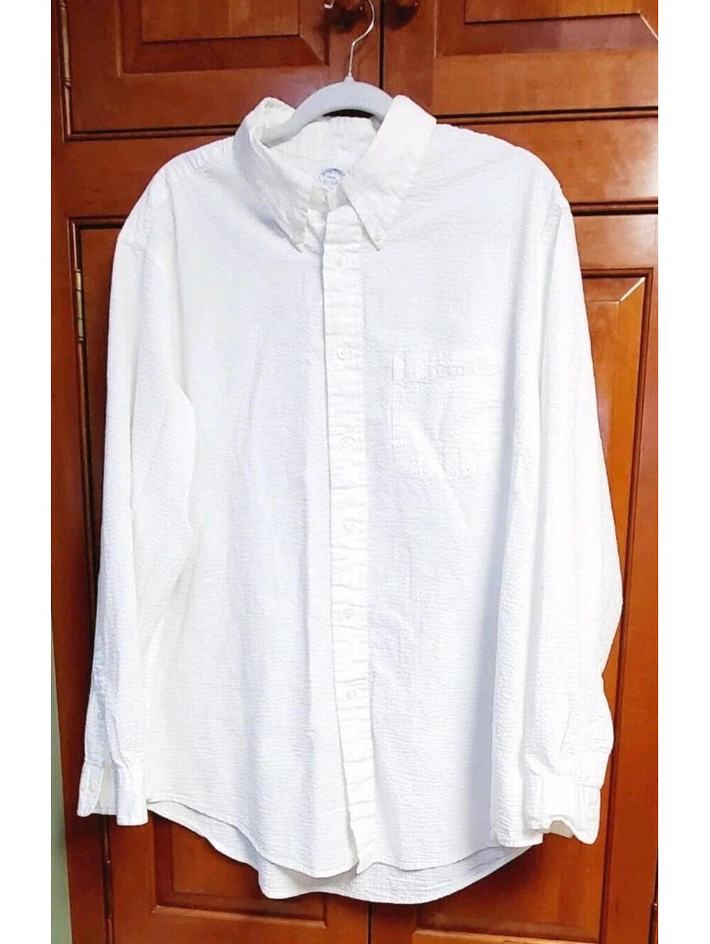 SEERSUCKER REGENT Brooks Brothers Men's White Striped Cotton Shirt XXL $98